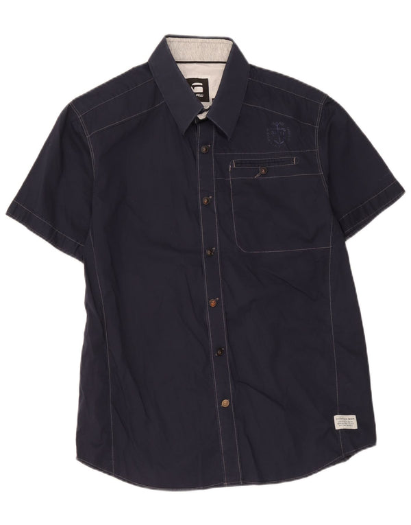 G-Star - Camisa de manga corta para hombre, talla grande, algodón azul marino