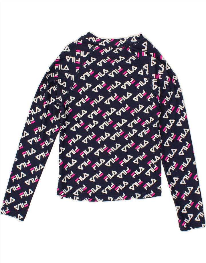 FILA Girls Graphic Top Long Sleeve 13-14 Years Navy Blue Polyester Vintage Fila and Second-Hand Fila from Messina Hembry 