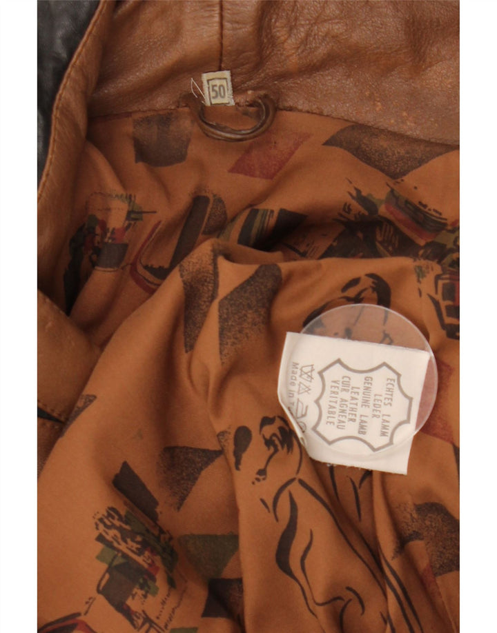 Chaqueta de cuero vintage para hombre IT 50 cuero marrón grande