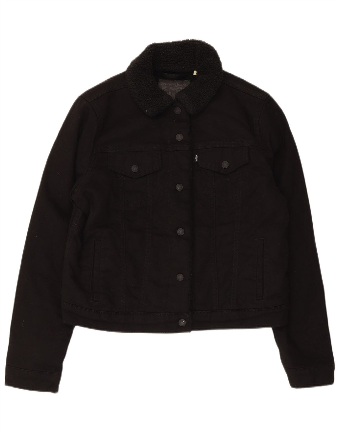 Levi's Chaqueta Sherpa Vaquera para Mujer UK 46 Grande Algodón Negro