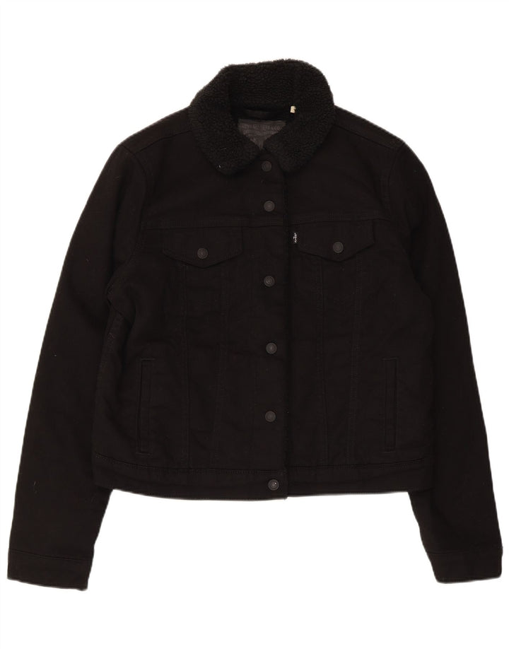 Levi's Chaqueta Sherpa Vaquera para Mujer UK 46 Grande Algodón Negro