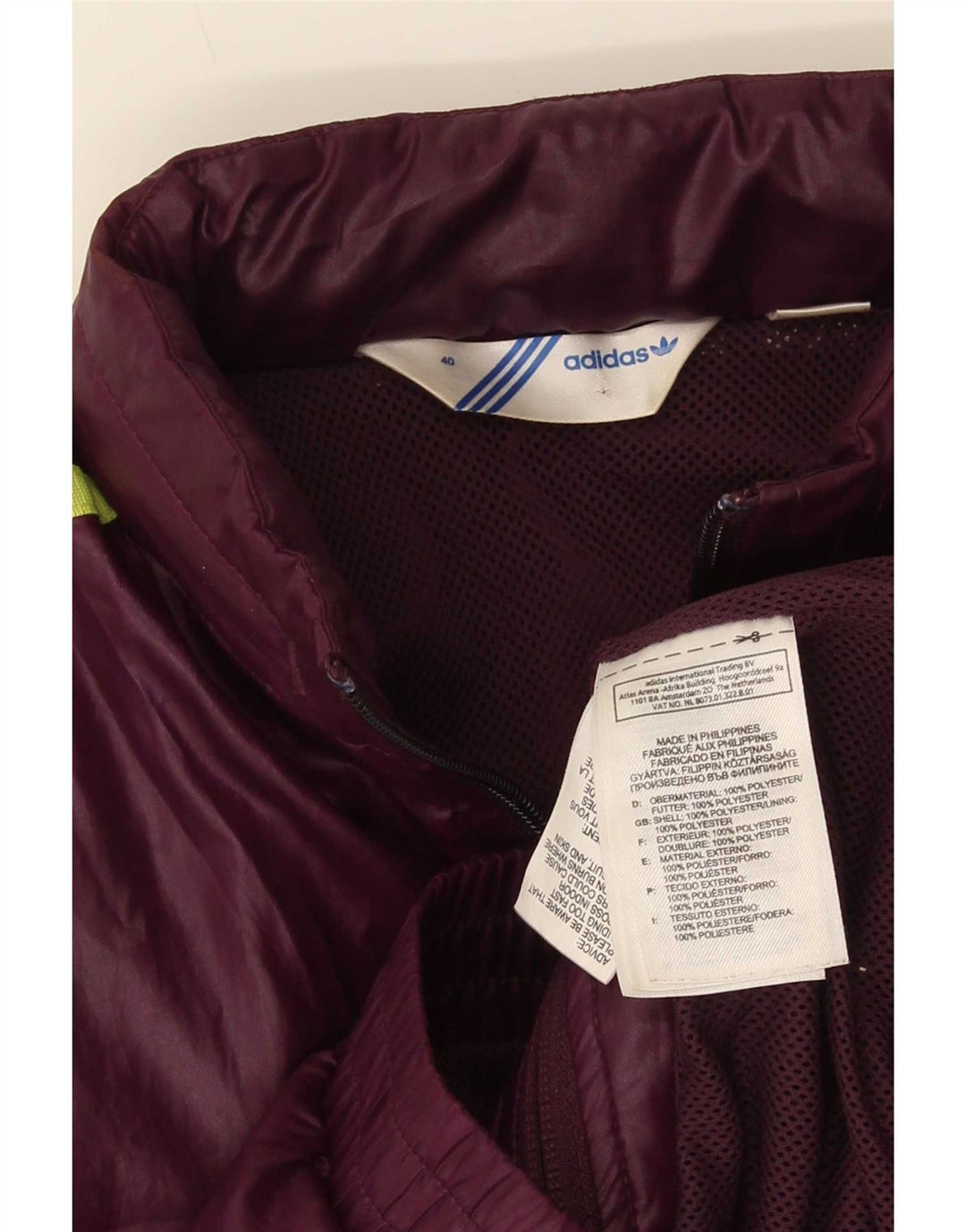 Adidas Chaqueta de chándal con capucha para mujer EU 40 Poliéster granate medio
