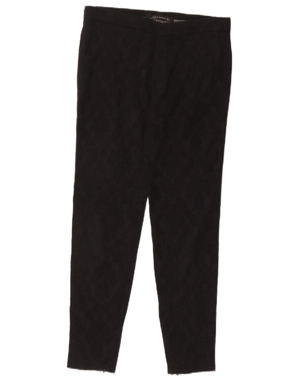 Zara Pantalones Chinos Slim Para Mujer Pequeños W26 L28 Algodón Floral Negro