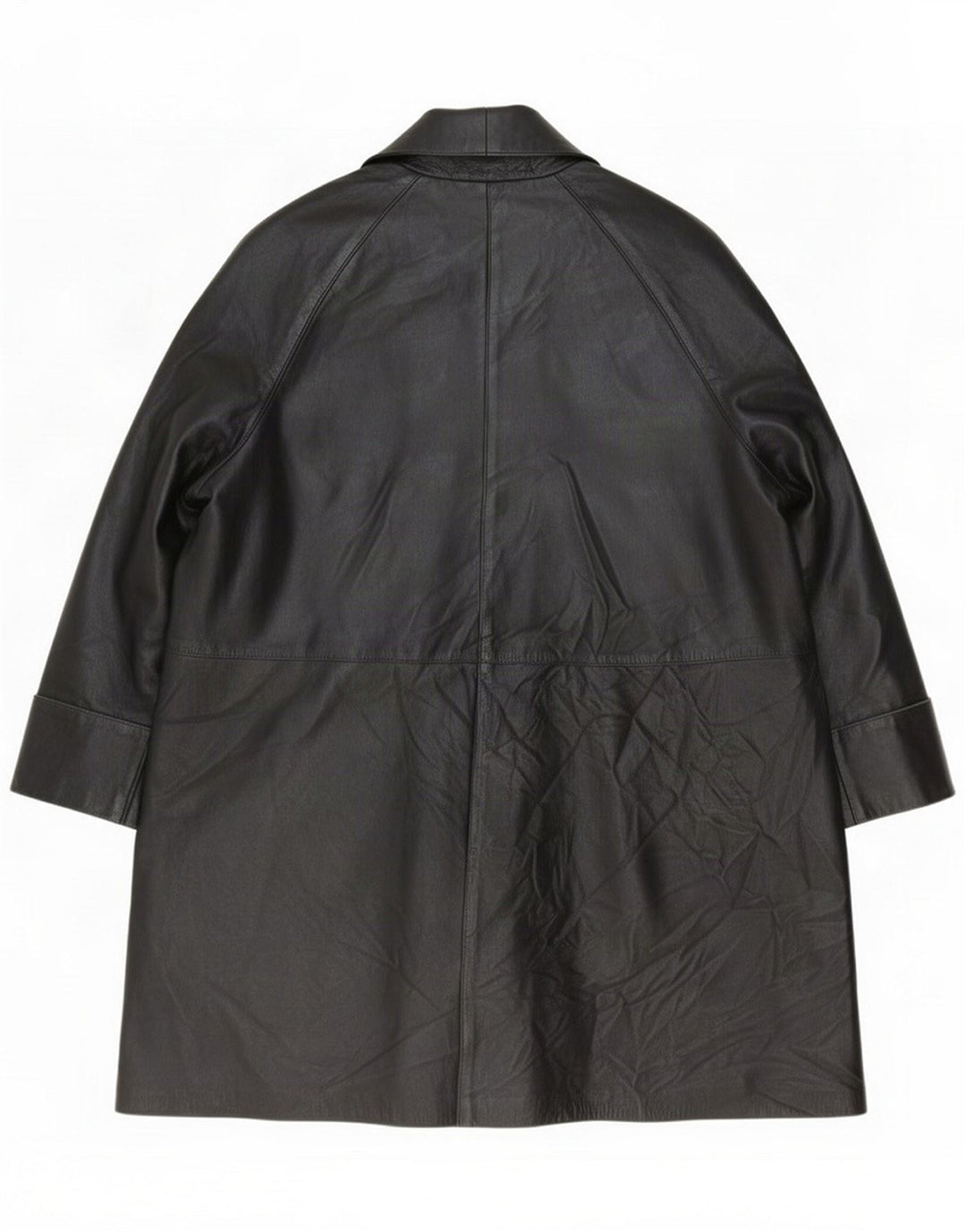 Abrigo de cuero vintage de gran tamaño para mujer IT 44 Medium Black