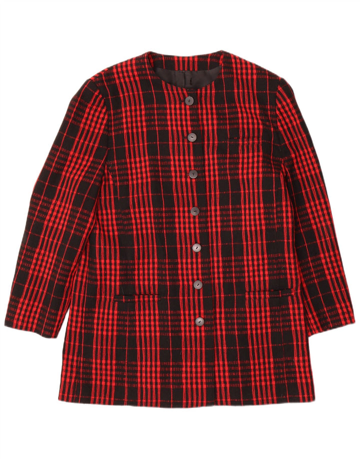 Gerry Weber Chaqueta tipo blazer de 7 botones para mujer Reino Unido 12 Lana a cuadros roja mediana