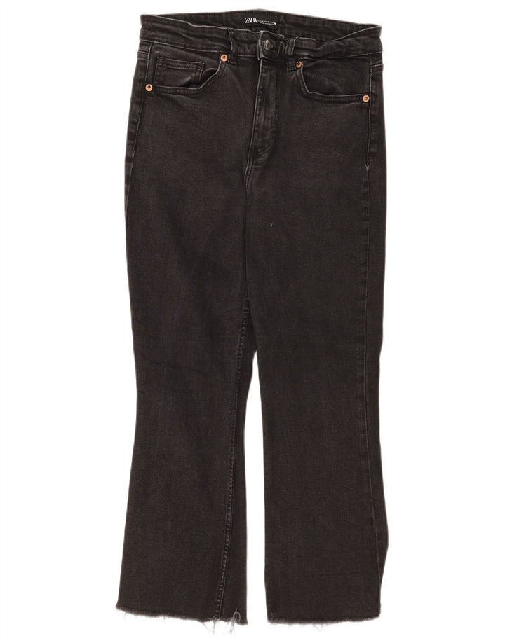 Zara Mujer Crop Bootcut Jeans EU 42 Large W32 L24 Negro