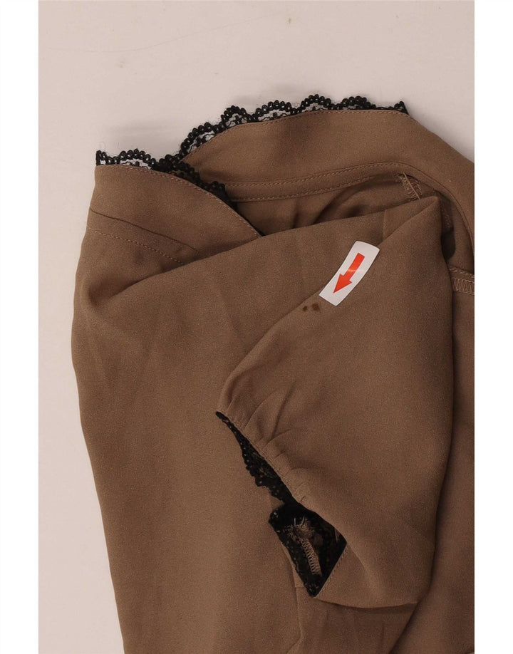 Benetton Blusa Mujer UK 40 Small Beige Poliéster