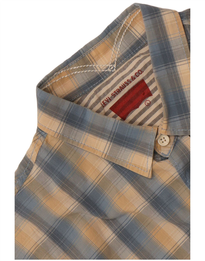 Levi's Camisa de manga corta para hombre con cuadros azules grandes