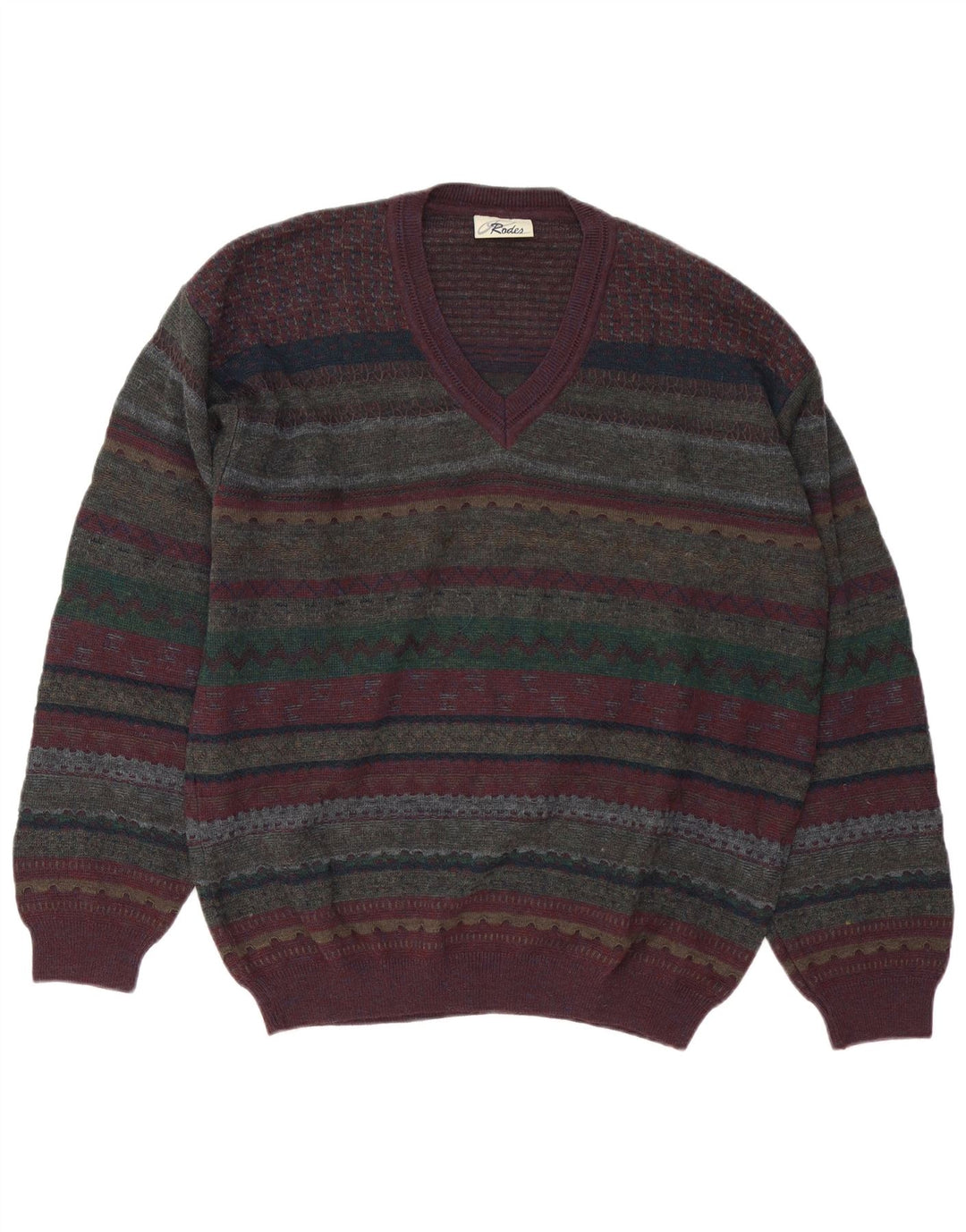 Rodes Jersey Con Cuello En V Para Hombre De Lana Virgen Fair Isle Grande Multicolor