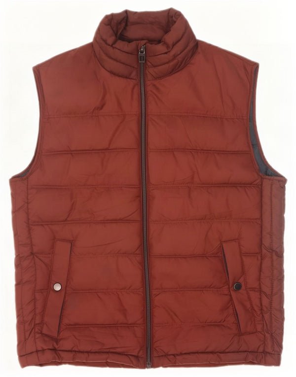 Zara Mens Chaleco Acolchado Reino Unido 40 Grande Marrón