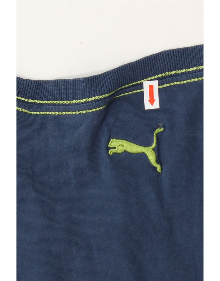 PUMA Mens Graphic T-Shirt Top Large Blue Cotton Vintage Puma and Second-Hand Puma from Messina Hembry 