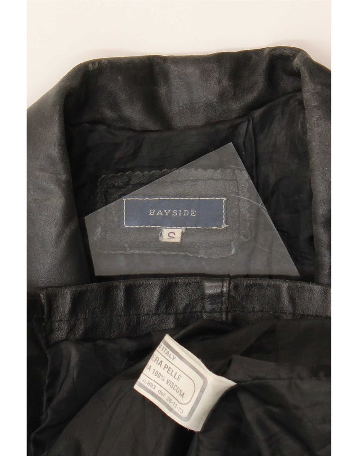 Bayside Chaqueta de cuero para mujer UK 10 Small Black