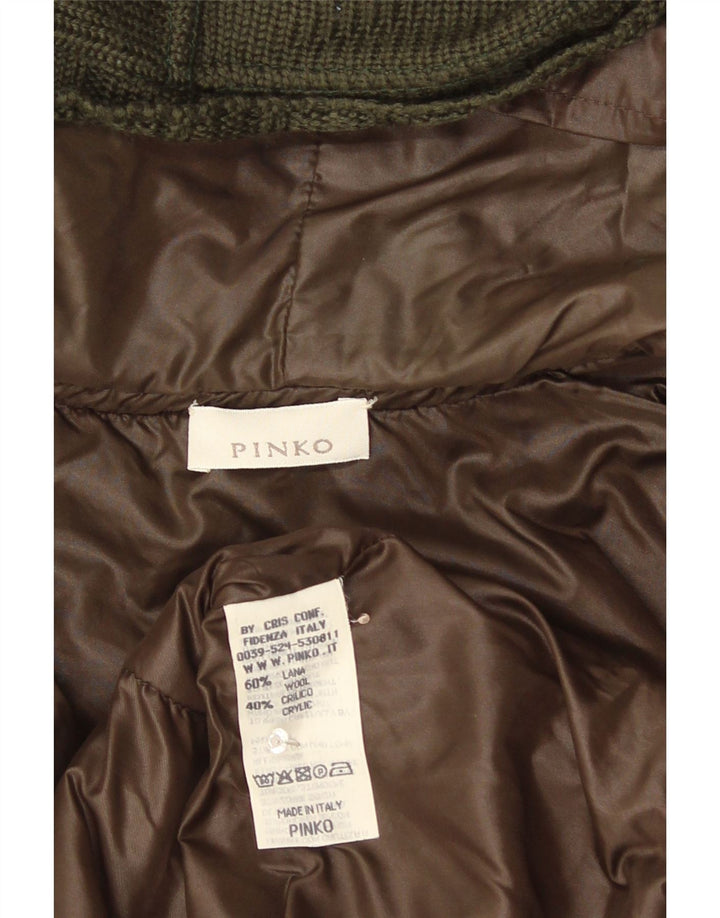 Pinko Chaqueta bomber de punto con capucha para mujer UK 10 Small Khaki Wool