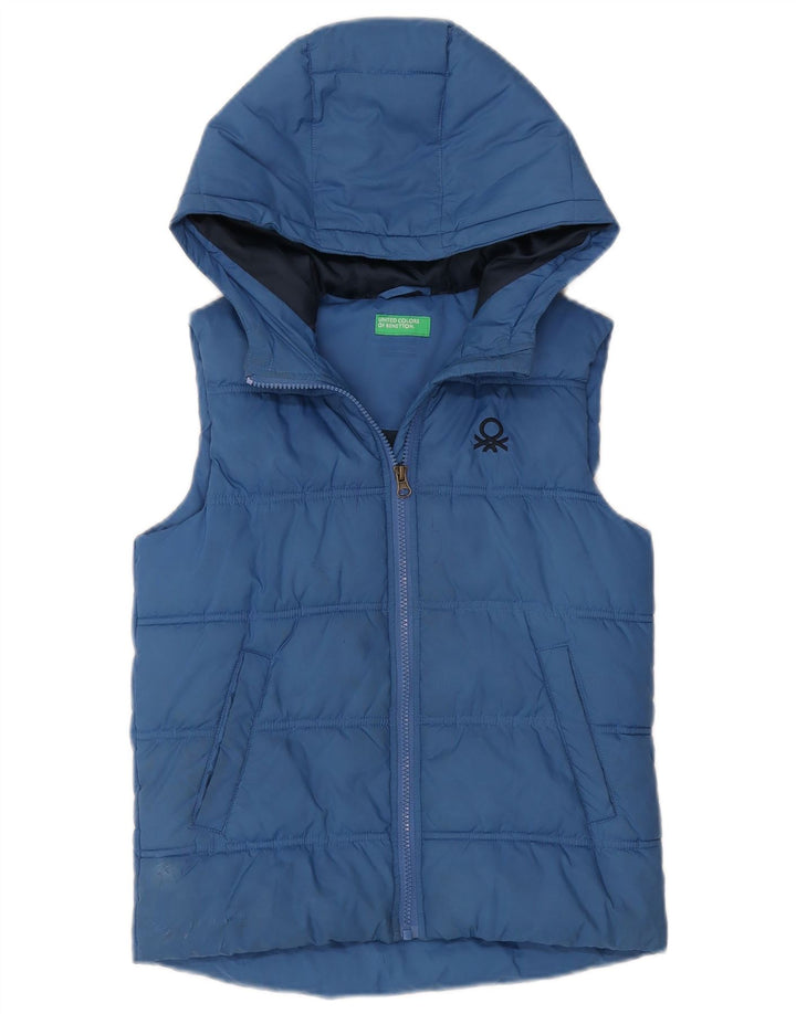 Benetton Chaleco acolchado con capucha para niño 11-12 años Grande Poliéster azul