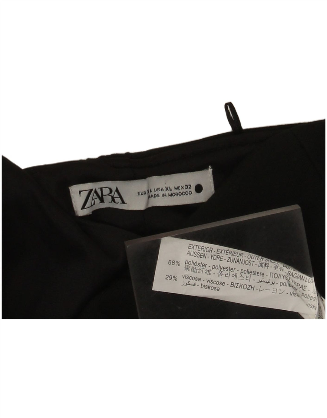 Zara Mujer Top Sin Tirantes ES 40 XL Poliéster Negro