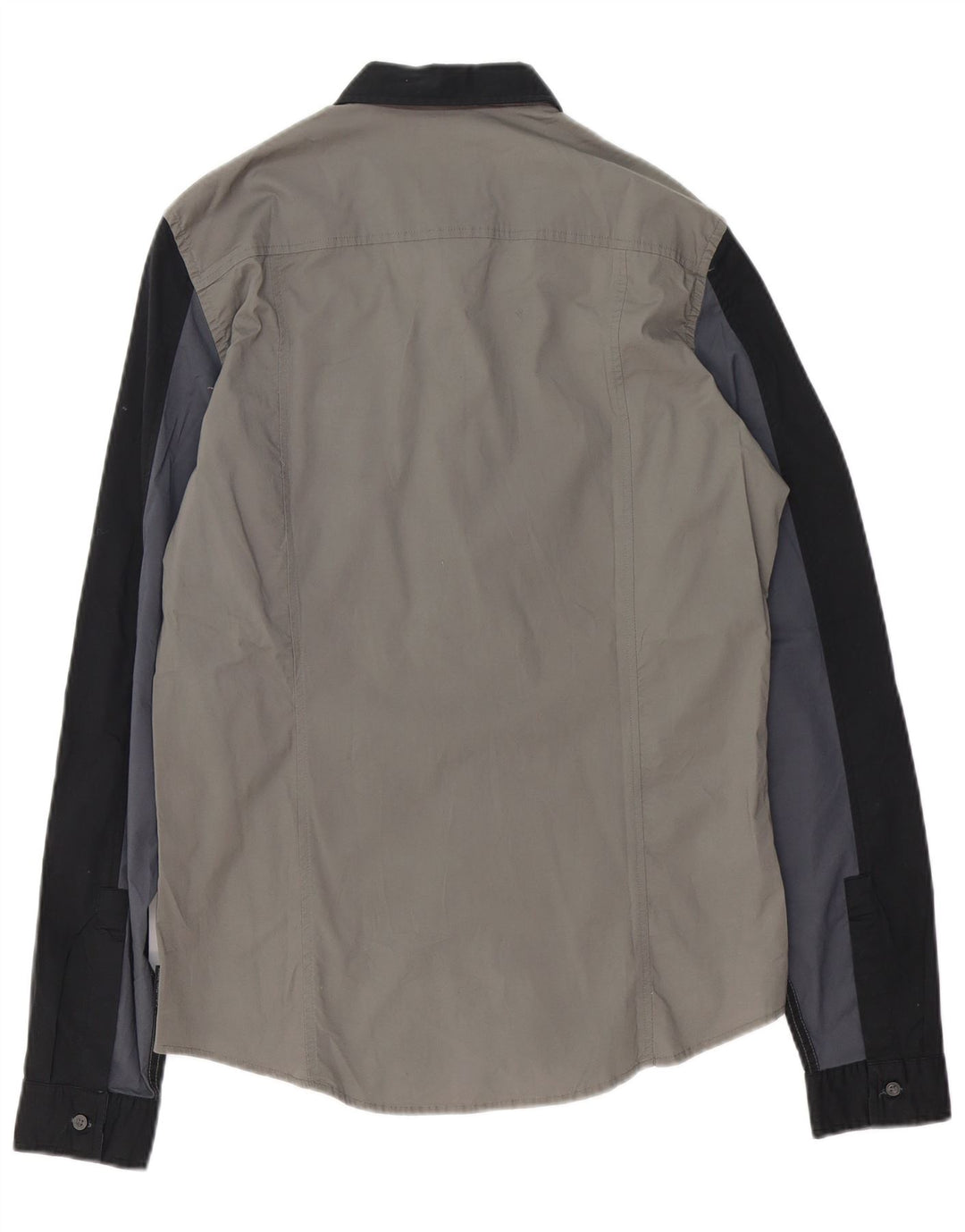 CALVIN KLEIN JEANS Camisa slim fit para hombre Algodón gris color block grande