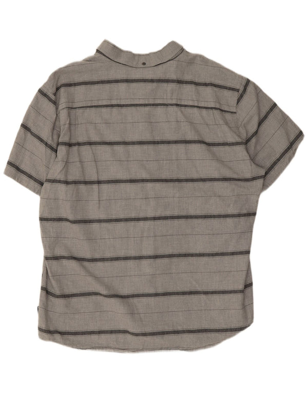 Hurley Camisa de manga corta para hombre, ajuste clásico, talla 2XL, algodón a rayas gris