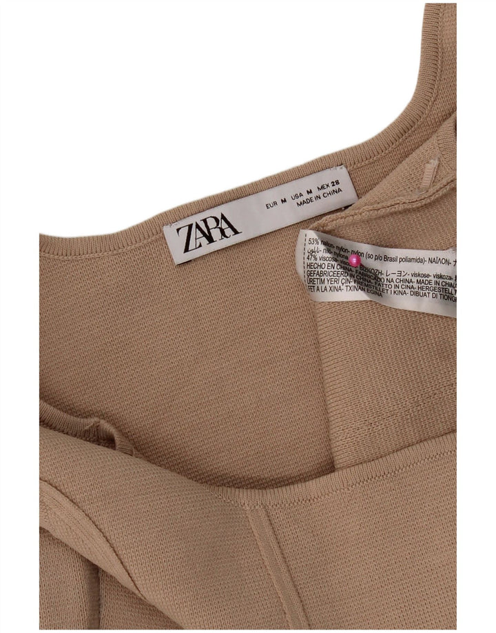 Zara Mujer Crop Top UK 42 Medium Beige Nylon