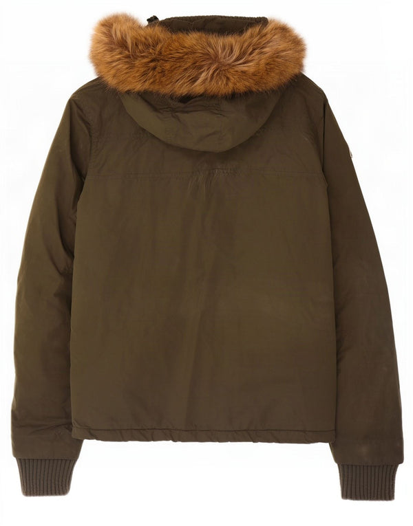 Superdry Chaqueta Cortavientos Con Capucha Para Mujer UK 44 Poliéster Caqui Mediano