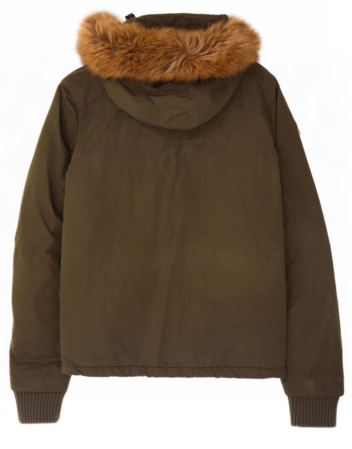 Superdry Chaqueta Cortavientos Con Capucha Para Mujer UK 44 Poliéster Caqui Mediano