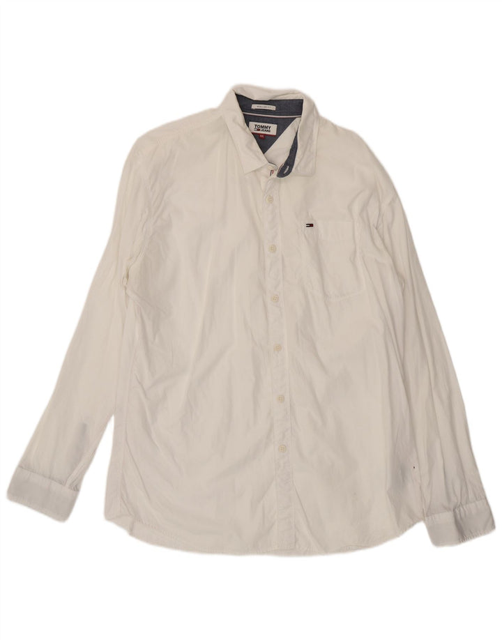 TOMMY HILFIGER Mens Regular Fit Shirt 2XL White Cotton