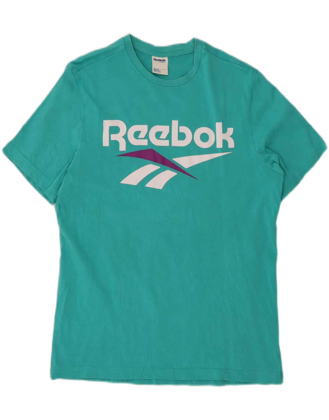 REEBOK Camiseta clásica con gráfico para hombre Top Medium Turquesa Algodón