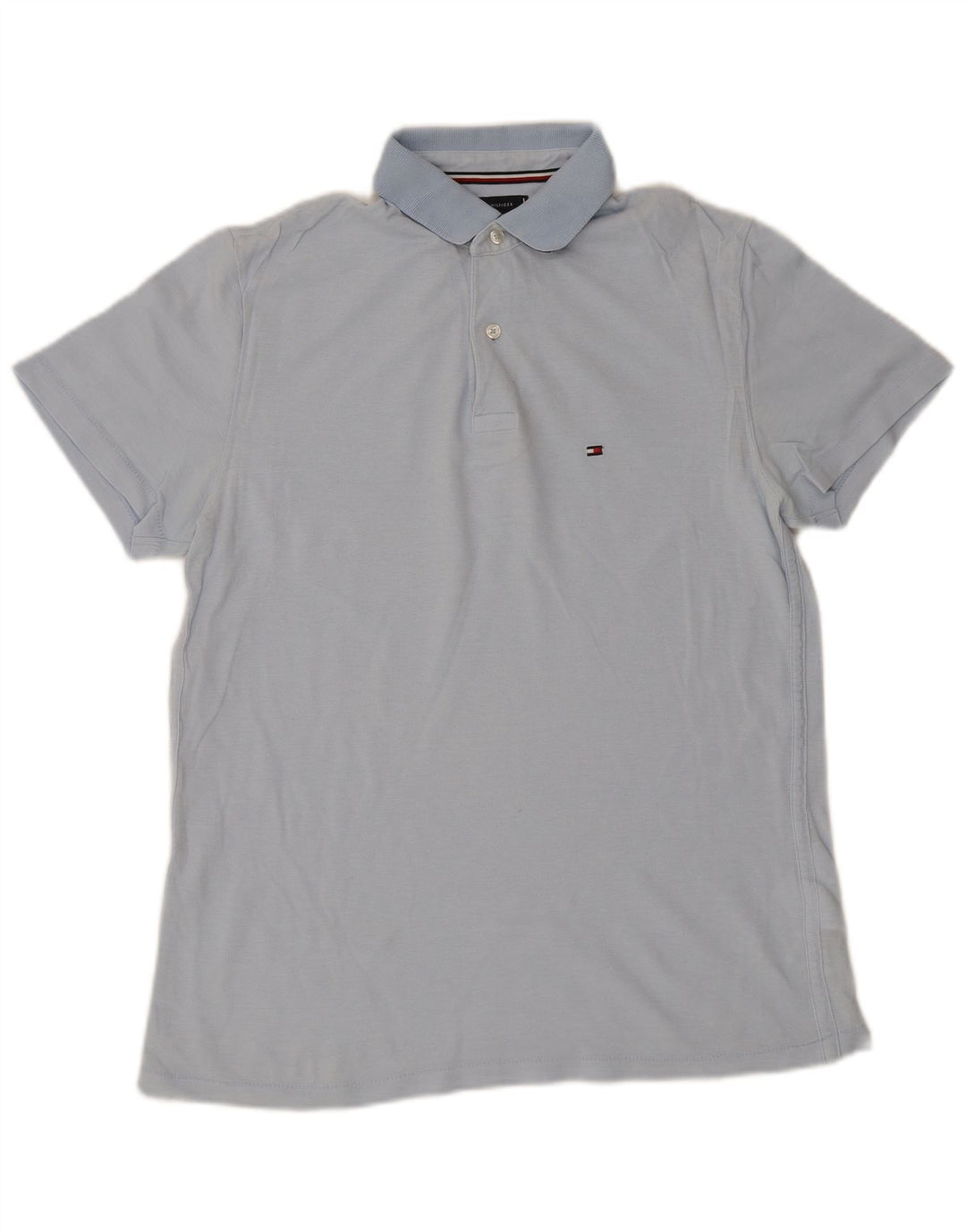 TOMMY HILFIGER Mens Regular Fit Polo Shirt Medium Blue Cotton