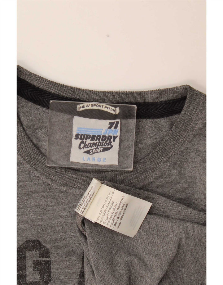Superdry Camiseta gráfica para hombre Top grande de algodón gris