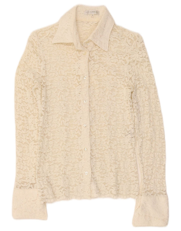 Naracamicee Blusa de encaje de manga larga para mujer UK 8 Small White Floral