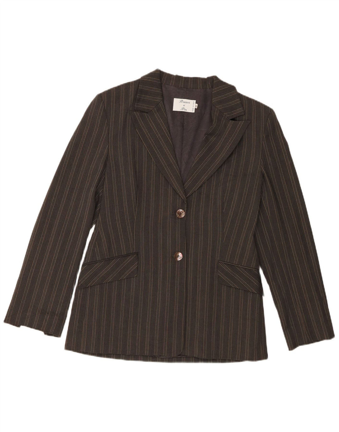 Bianco e Blu Chaqueta Blazer de 2 Botones para Mujer IT 42 Rayas Gris Medio