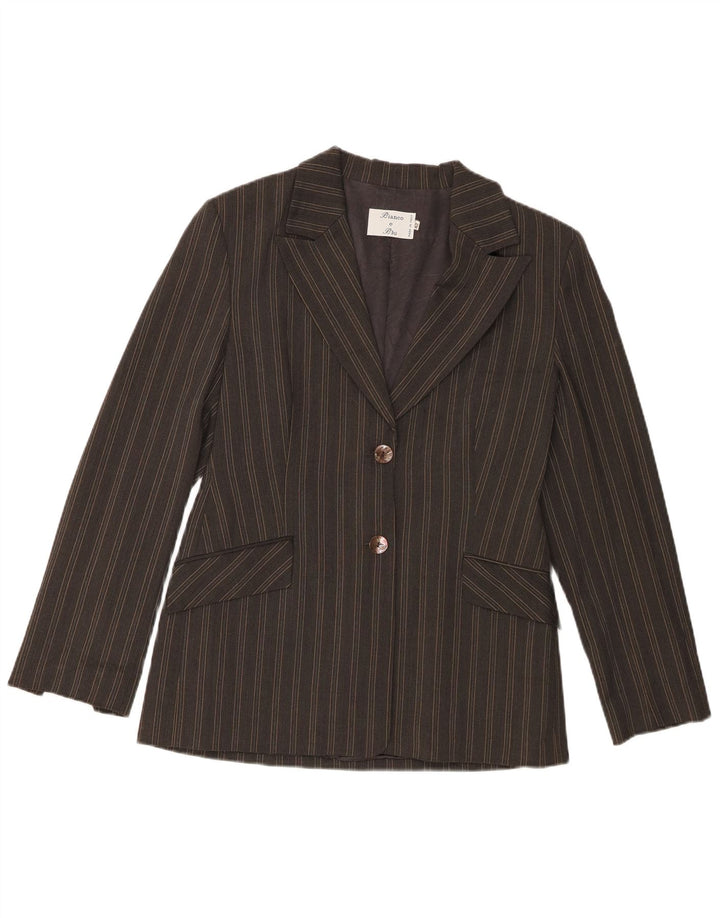 Bianco e Blu Chaqueta Blazer de 2 Botones para Mujer IT 42 Rayas Gris Medio