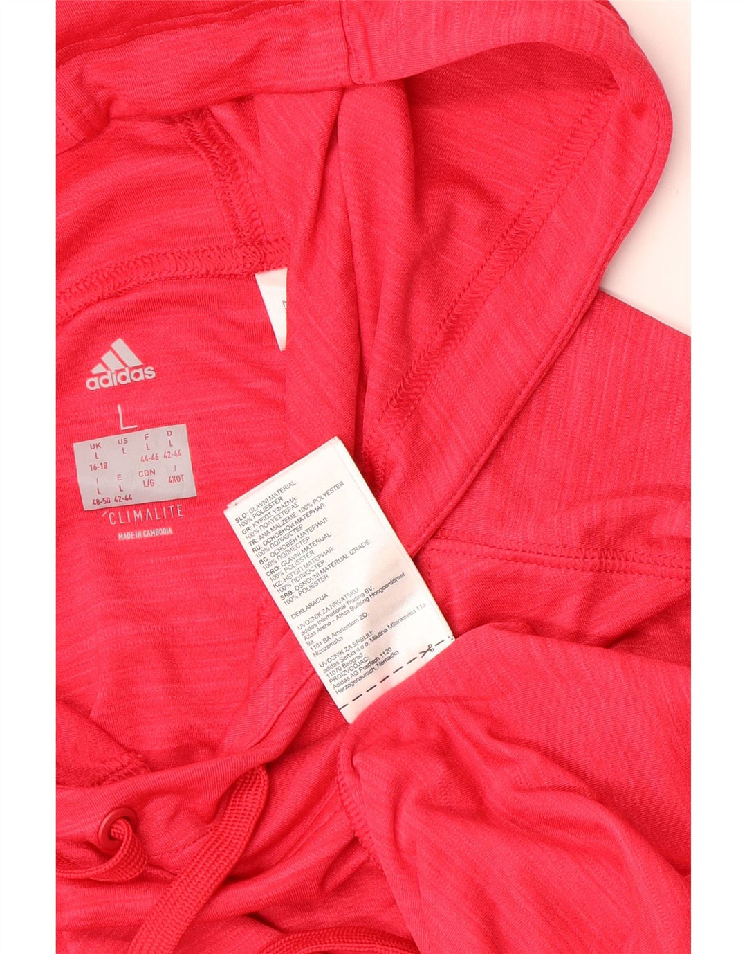 ADIDAS Camiseta con capucha Climalite para mujer, manga larga, Reino Unido 16/18, grande, color rojo moteado