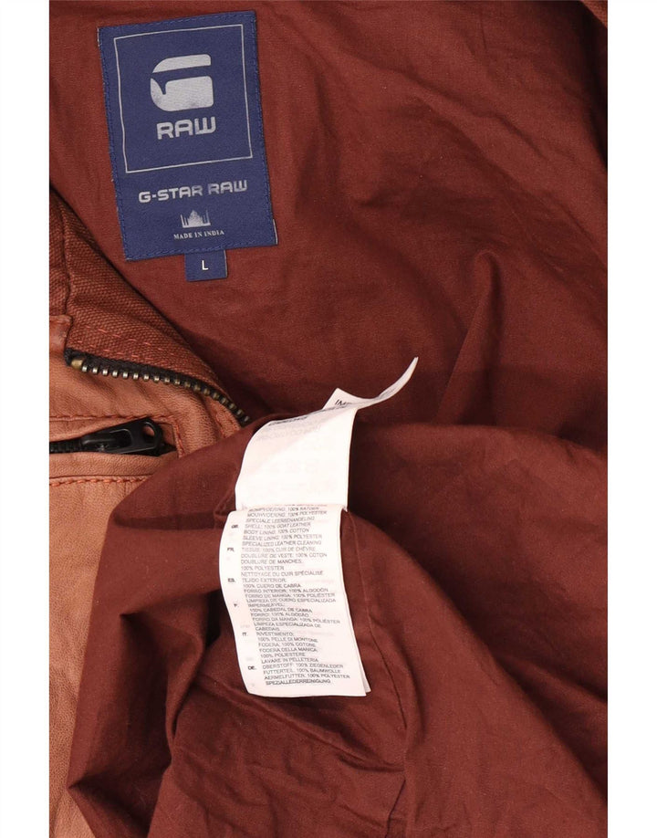 G-Star Chaqueta motera de ante para hombre UK 40 Large Cuero marrón