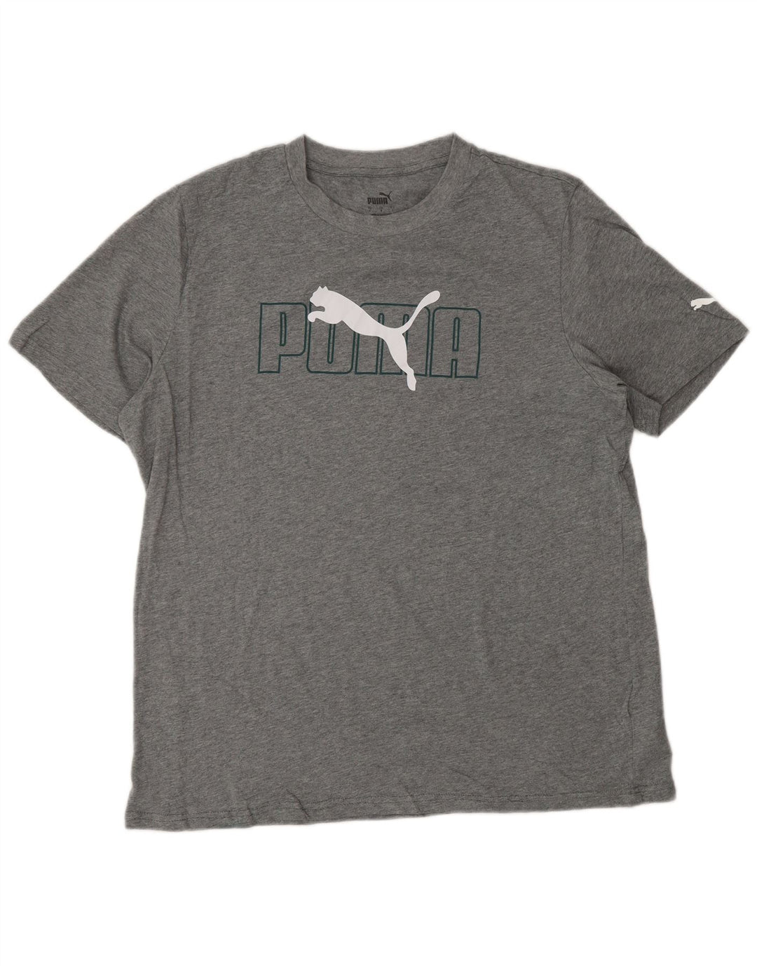 PUMA Camiseta gráfica para hombre Top grande de algodón gris