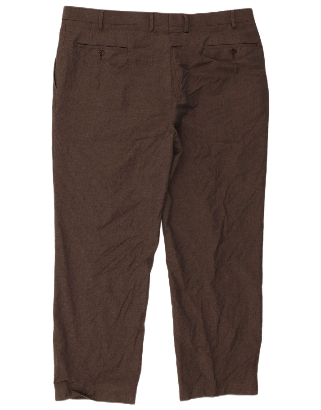 Marks & Spencer Pantalón de traje con pinzas para hombre W40 L31 Marrón Lana virgen