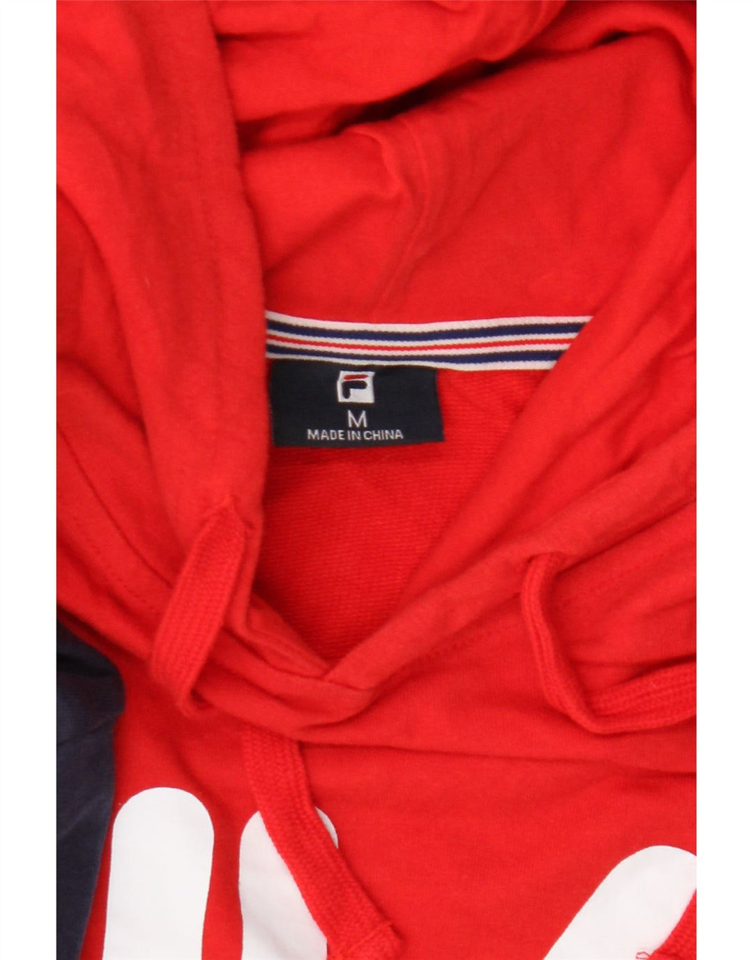 FILA Mens Graphic Hoodie Jumper Medium Red Colourblock Cotton Vintage Fila and Second-Hand Fila from Messina Hembry 