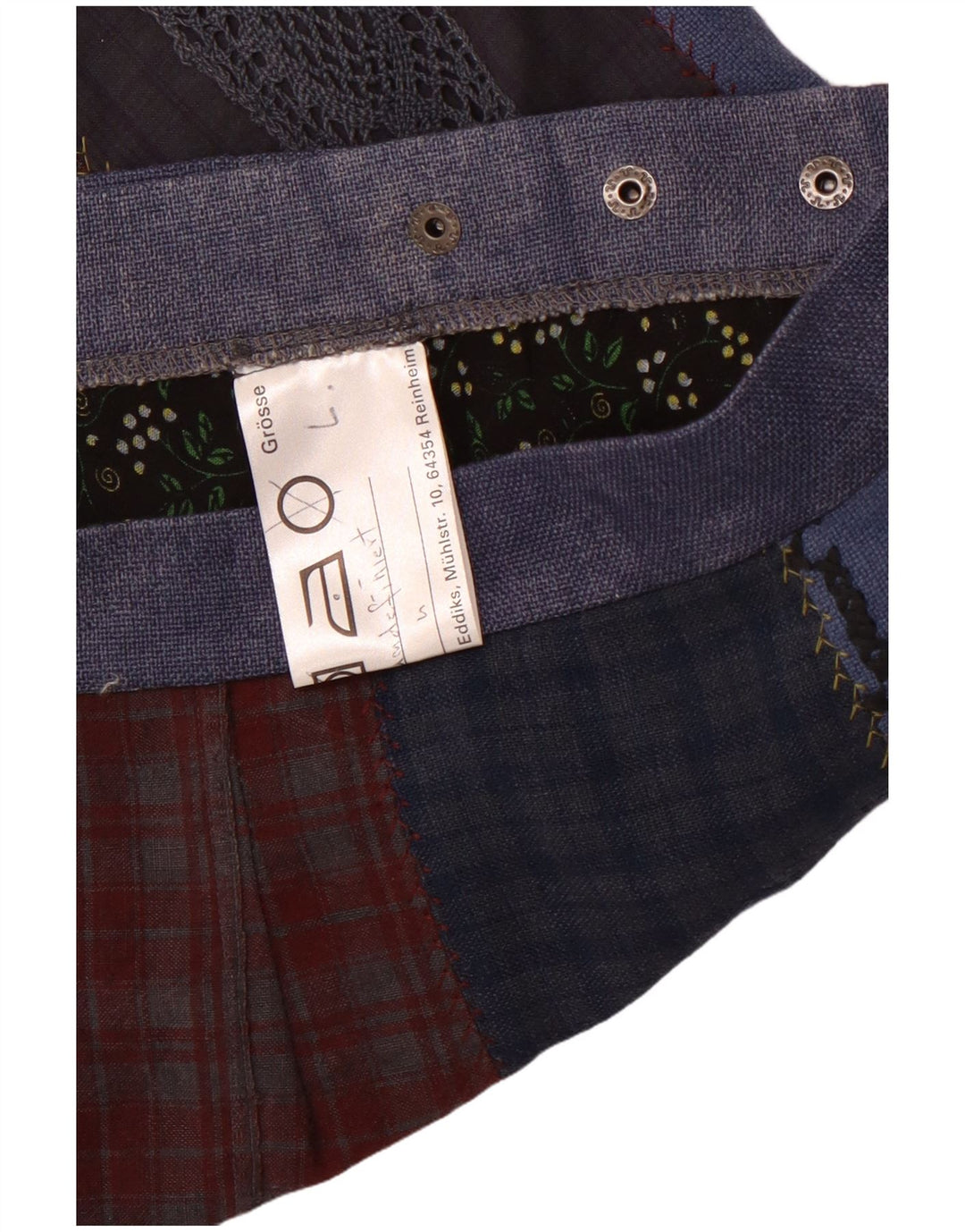 VINTAGE Falda cruzada para mujer grande W36 Patchwork azul