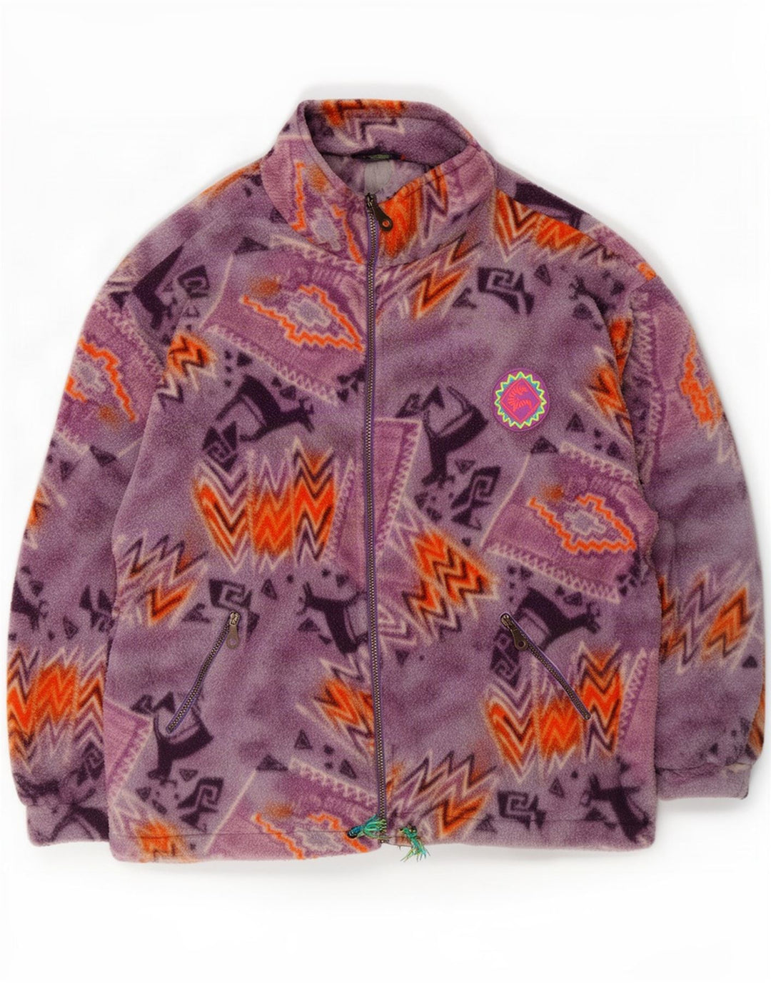 Santostefano Chaqueta polar extragrande para mujer UK 46 Grande Púrpura Geométrica