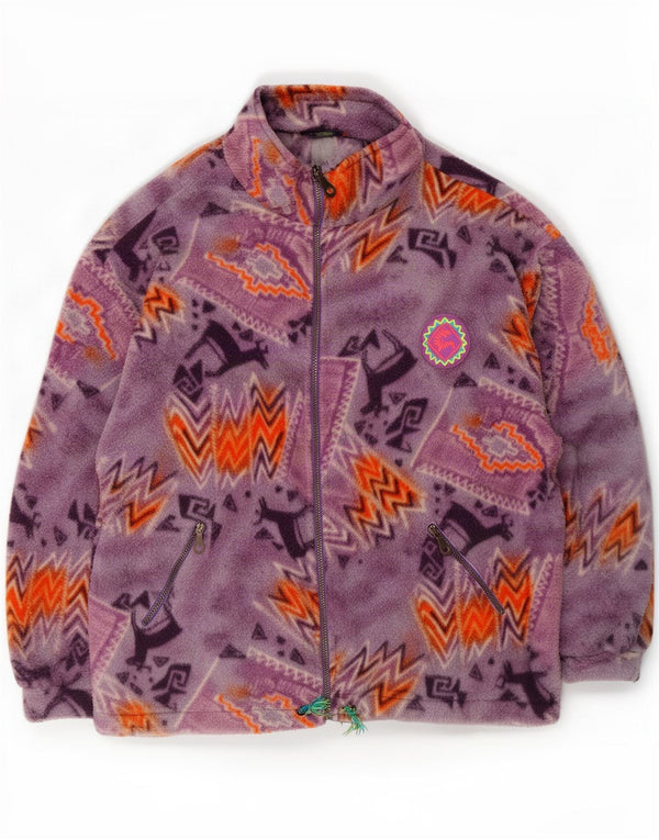 Santostefano Chaqueta polar extragrande para mujer UK 46 Grande Púrpura Geométrica