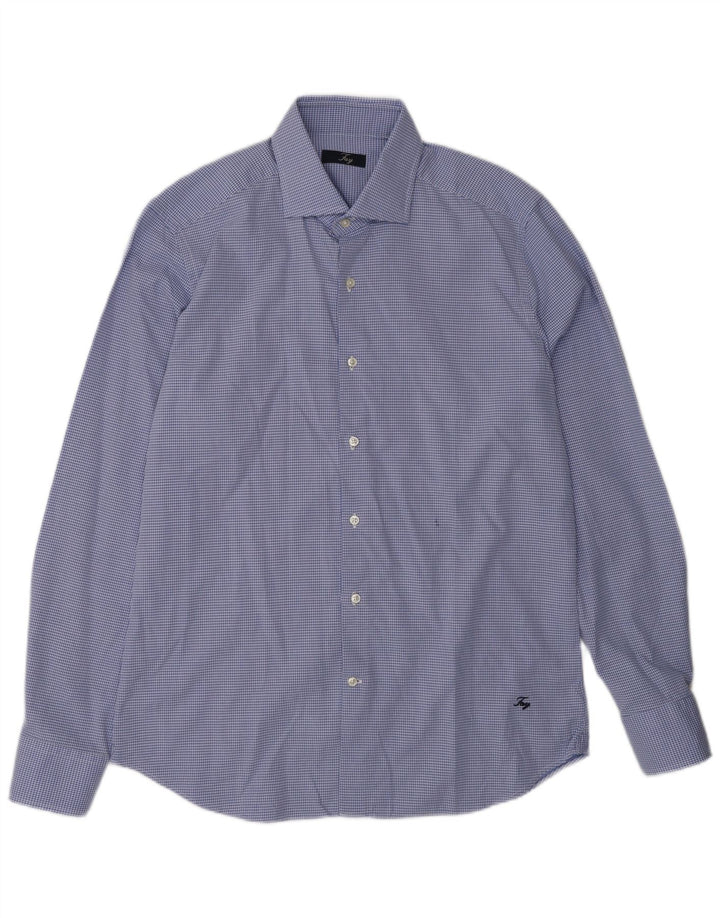 FAY Camisa para hombre Talla 42 16 1/2 Grande Algodón con manchas azules