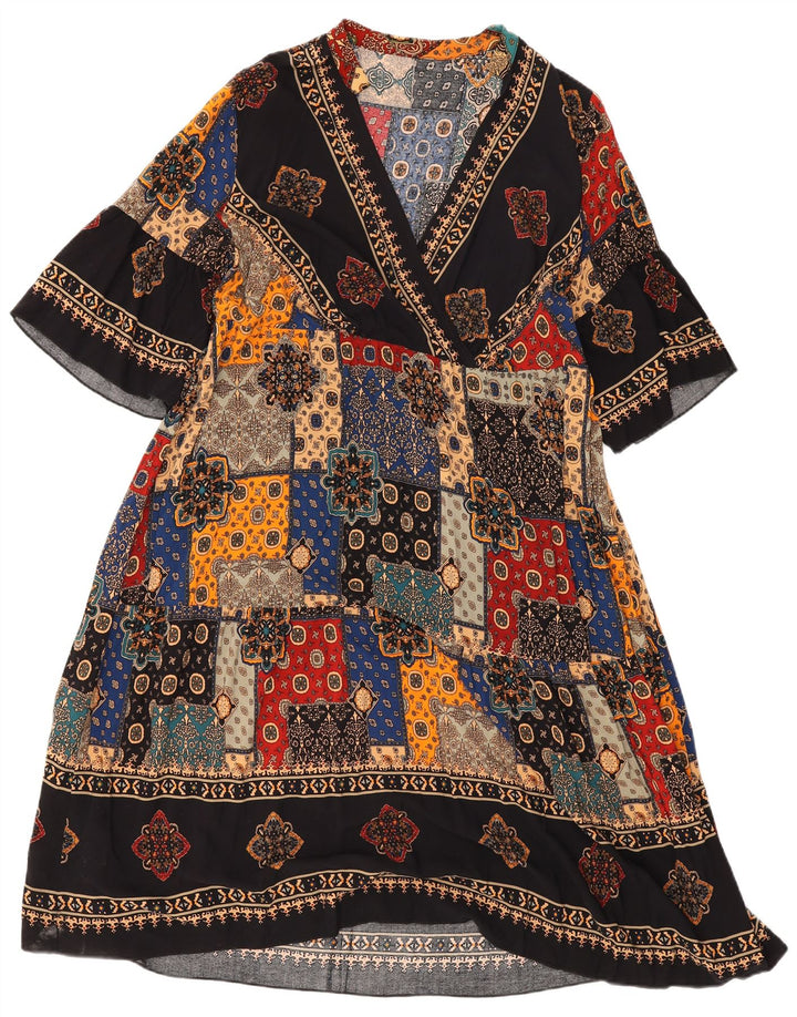 Shein Vestido caftán con alas de murciélago para mujer UK 20 2XL Patchwork multicolor