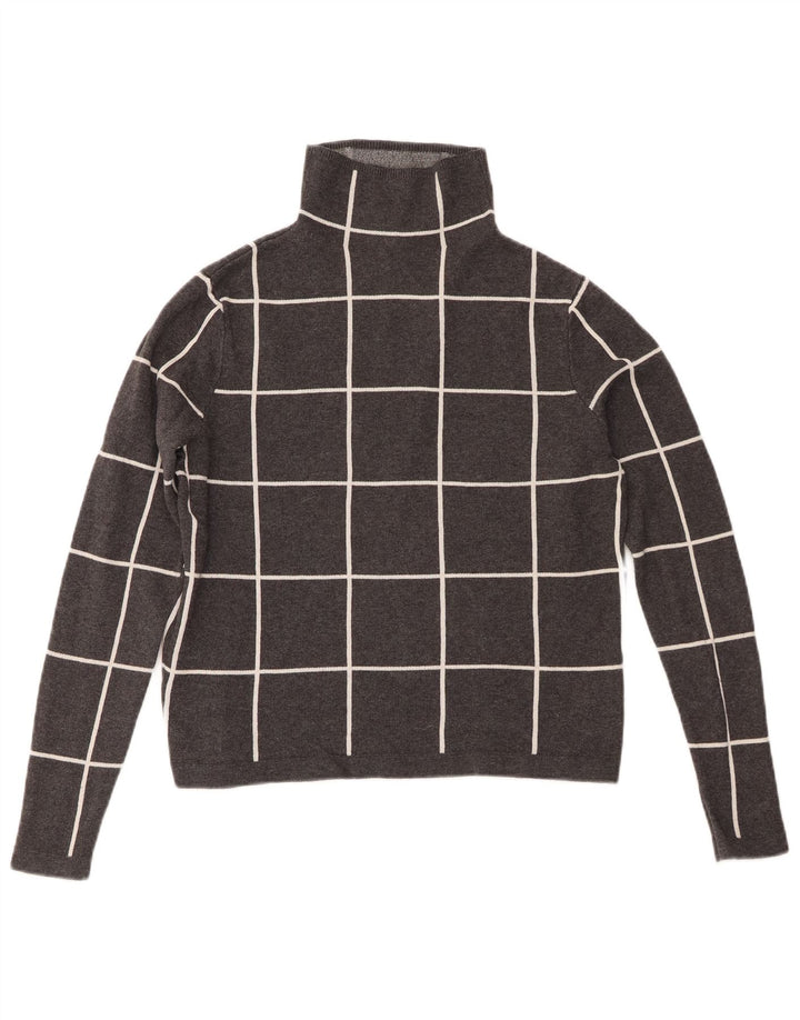Warehouse Suéter Corto con Cuello de Tortuga para Mujer UK 8 Small Grey Check