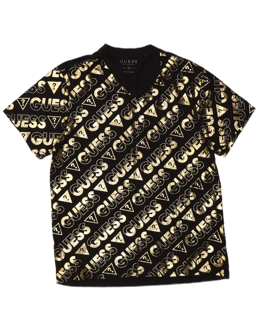 Guess Camiseta gráfica para hombre Top UK 36 Small Black Cotton