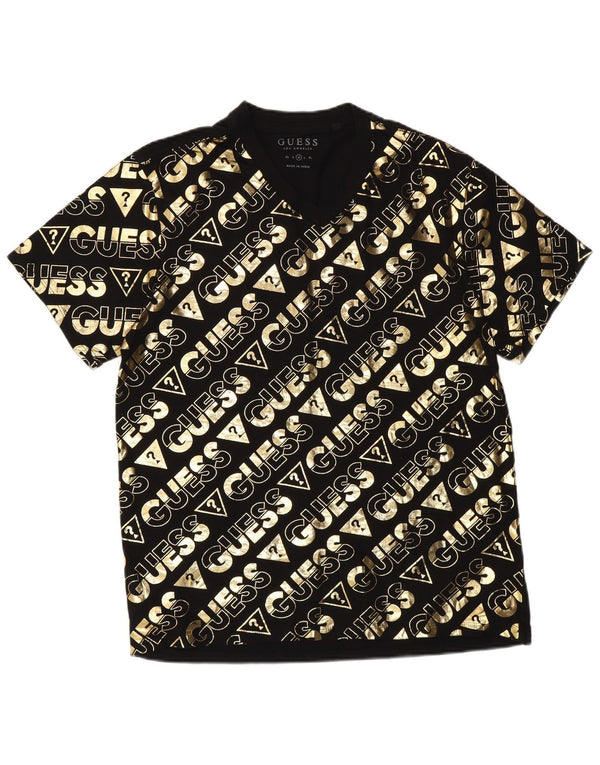 Guess Camiseta gráfica para hombre Top UK 36 Small Black Cotton