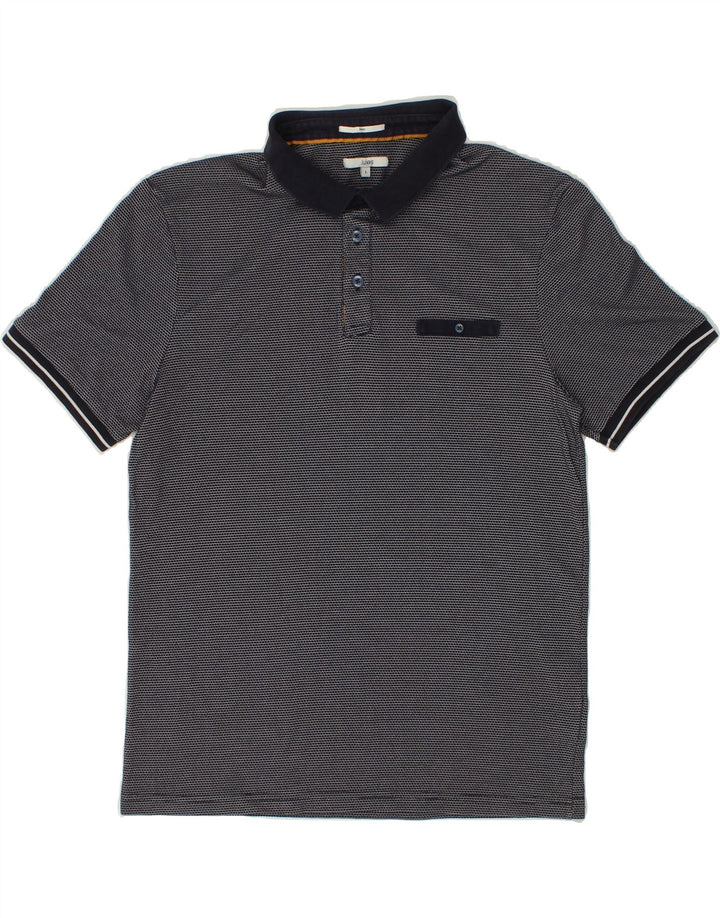 JULES Mens Abstract Pattern Slim Fit Polo Shirt Large Navy Blue Cotton Vintage Jules and Second-Hand Jules from Messina Hembry 