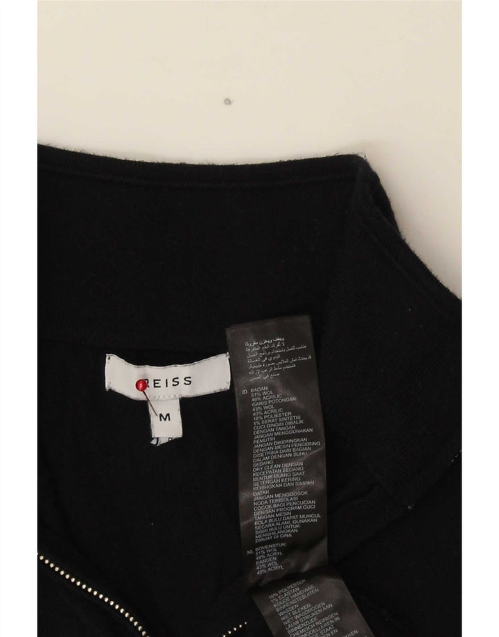 Jersey Reiss Hombre con cuello con cremallera y lana negra mediana