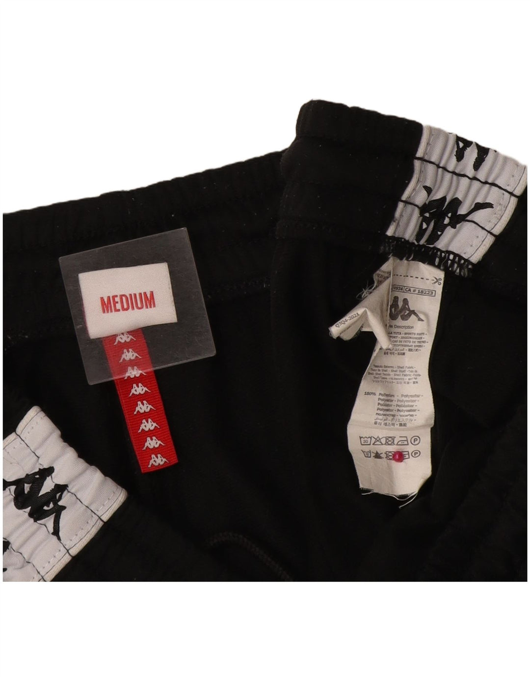 Kappa Hombre Pantalones De Chándal Gráficos Poliéster Color Block Medium Negro