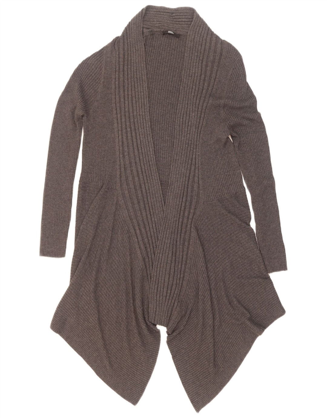 Marks & Spencer Suéter tipo cárdigan abierto asimétrico para mujer UK 8 Small Grey