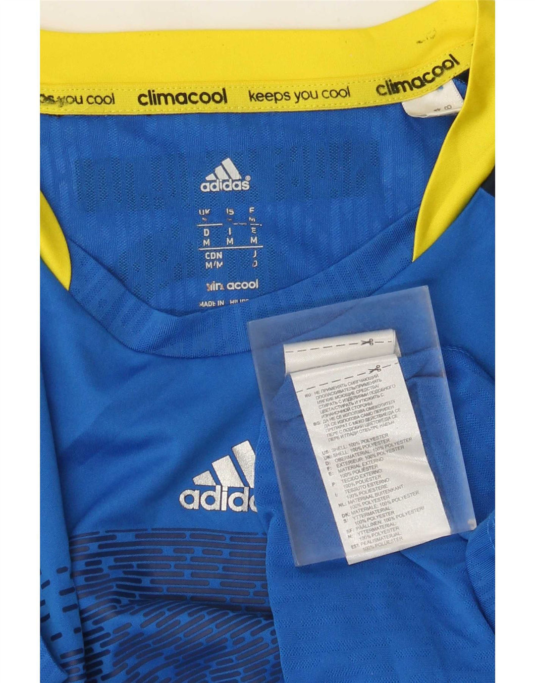 Adidas Hombre Climacool Graphic Camiseta Top Azul Medio Colorblock Poliéster
