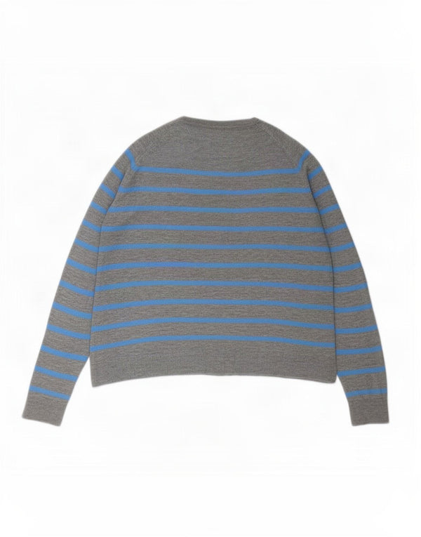 Zara Jersey con cuello redondo para mujer, talla 44, color gris medio a rayas